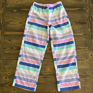 Girls Eddie Bauer Fleece Pajama Pants M 10/12 Purple Pink Stripe Winter